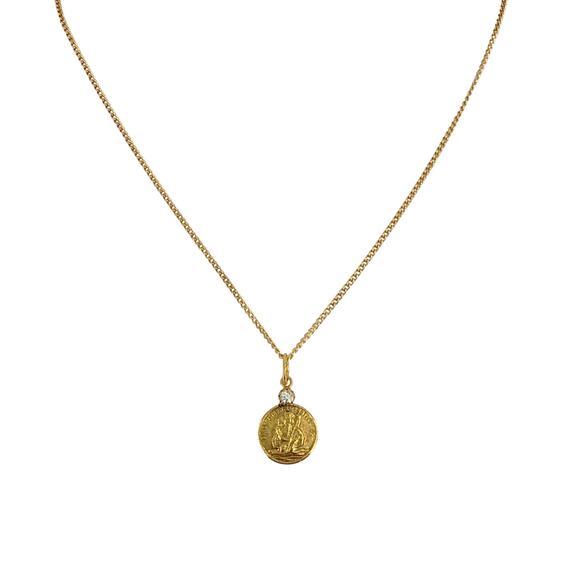 VIRGINS SAINTS & ANGELS VSA Saint Christopher Charm Necklace in Gold - Picture 1 of 7